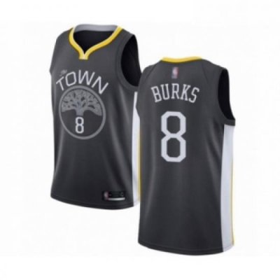 Mens Golden State Warriors 8 Alec Burks Authentic Black Basketball Jersey Statement Edition