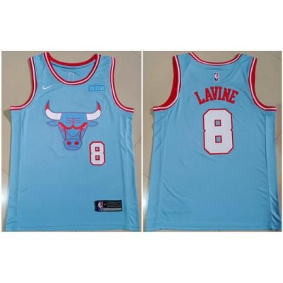 Men Chicago Bulls 8 Zach LaVine Light Blue Stitched Basketball Jersey