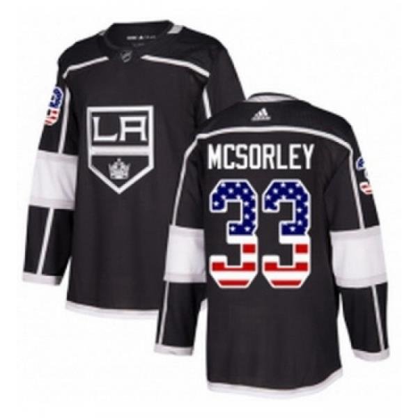 Youth Adidas Los Angeles Kings 33 Marty Mcsorley Authentic Black USA Flag Fashion NHL Jersey