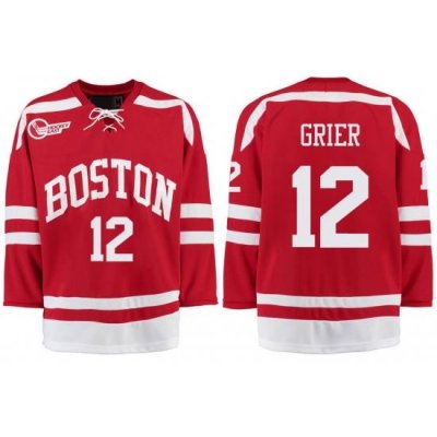 Boston University Terriers BU 12 Mike Grier Red Stitched Hockey Jersey