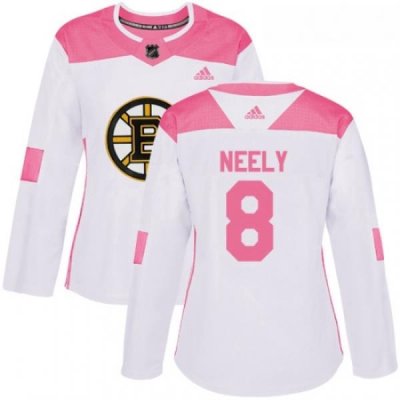 Womens Adidas Boston Bruins 8 Cam Neely Authentic WhitePink Fashion NHL Jersey