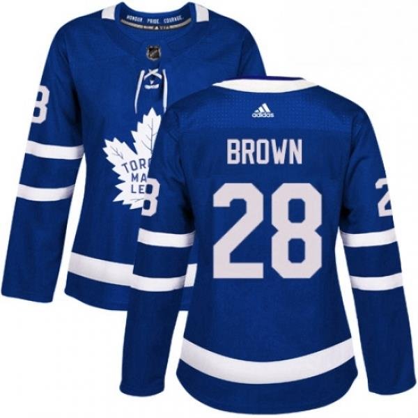 Womens Adidas Toronto Maple Leafs 28 Connor Brown Authentic Royal Blue Home NHL Jersey