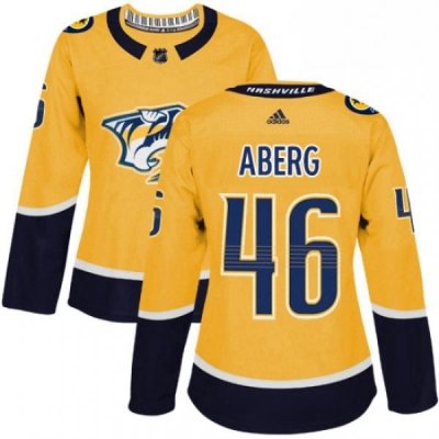 Womens Adidas Nashville Predators 46 Pontus Aberg Authentic Gold Home NHL Jersey