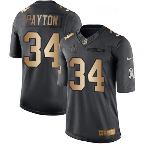 Youth Nike Chicago Bears 34 Walter Payton Limited BlackGold Salute to Service NFL Jersey