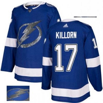 Mens Adidas Tampa Bay Lightning 17 Alex Killorn Authentic Royal Blue Fashion Gold NHL Jersey