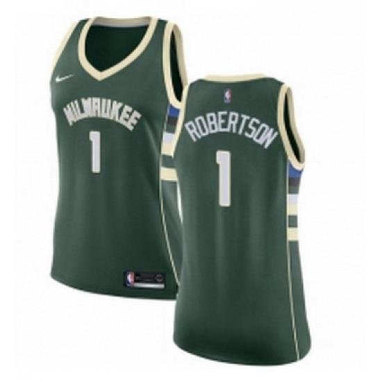 Womens Nike Milwaukee Bucks 1 Oscar Robertson Swingman Green Road NBA Jersey Icon Edition