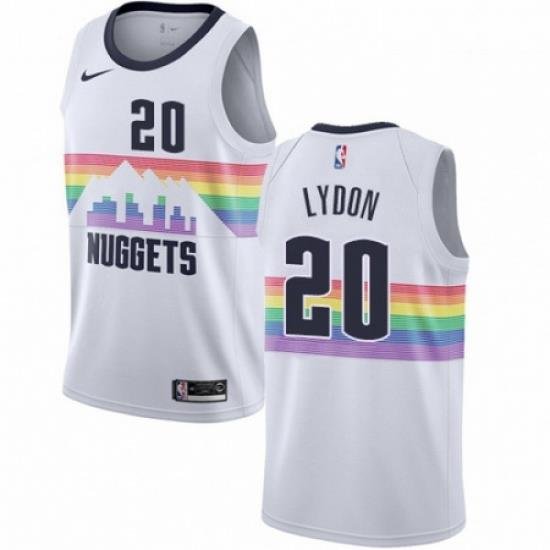 Mens Nike Denver Nuggets 20 Tyler Lydon Swingman White NBA Jersey City Edition