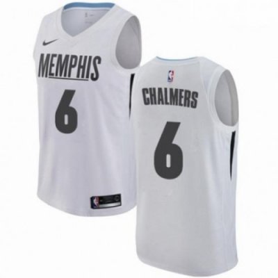 Mens Nike Memphis Grizzlies 6 Mario Chalmers Authentic White NBA Jersey City Edition