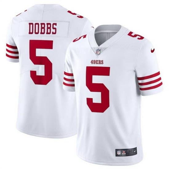 Men San Francisco 49ers 5 Josh Dobbs White Vapor Untouchable Limited Stitched Football Jersey