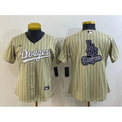 Women Los Angeles Dodgers Cream Team Big Logo Stitched Jersey