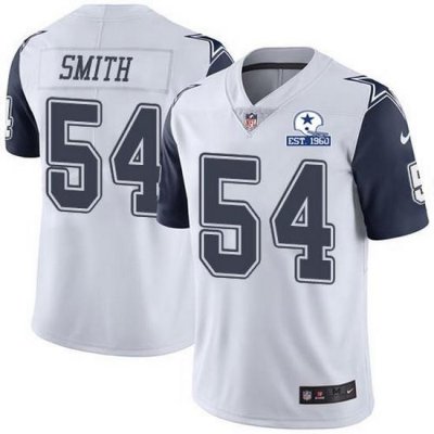 Nike Cowboys 54 Jaylon Smith White Men Stitched With Established In 1960 Patch NFL Limited Rush Jersey