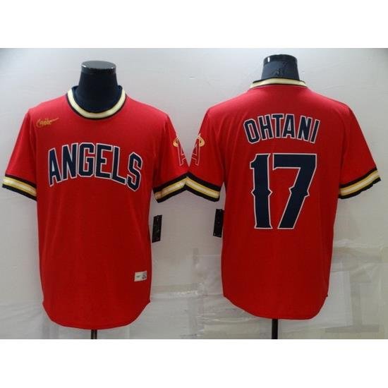 Men Los Angeles Angels 17 Shohei Ohtani Red Cool Base Stitched jersey