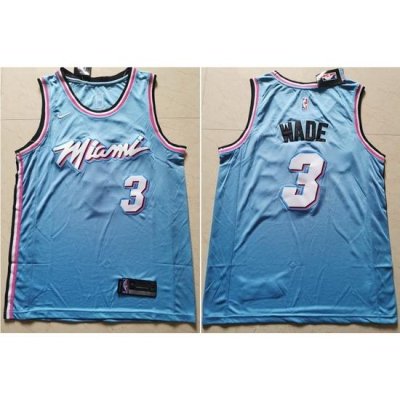 Heat 3 Dwyane Wade Light Blue Nike City Edition Swingman Jersey