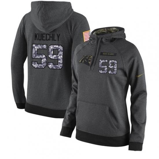 NFL Womens Nike Carolina Panthers 59 Luke Kuechly Stitched Black Anthracite Salute to Service Player Performance Hoodie