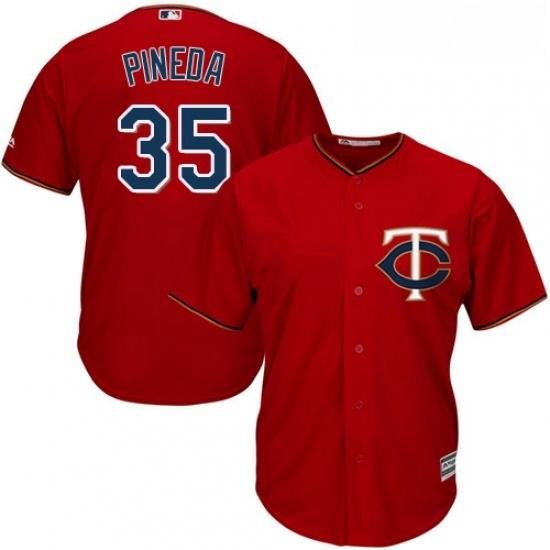 Youth Majestic Minnesota Twins 35 Michael Pineda Authentic Scarlet Alternate Cool Base MLB Jersey