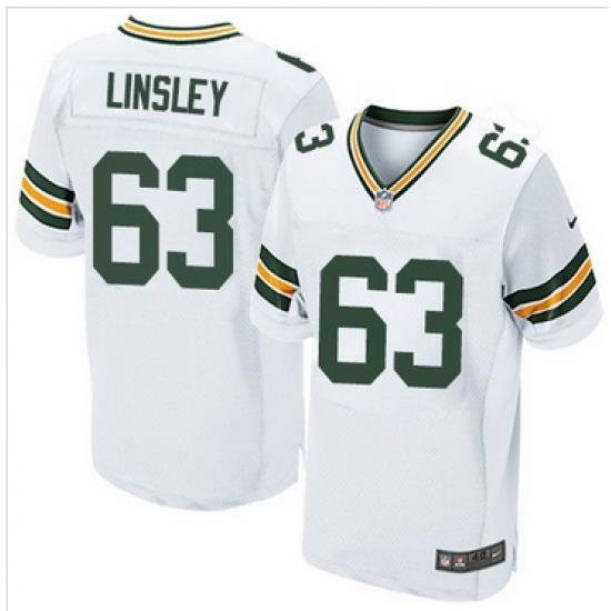 Nike Green Bay Packers #63 Corey Linsley White Mens Stitched NFL Elite Jersey