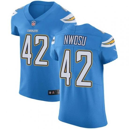 Nike Chargers #42 Uchenna Nwosu Electric Blue Alternate Mens Stitched NFL Vapor Untouchable Elite Jersey