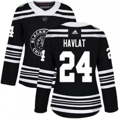 Womens Adidas Chicago Blackhawks 24 Martin Havlat Authentic Black 2019 Winter Classic NHL Jersey