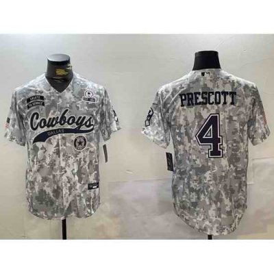 Men Dallas Cowboys 4 Dak Prescott 2024 Arctic Camo Salute To Service Stitched Baseball Jersey 7