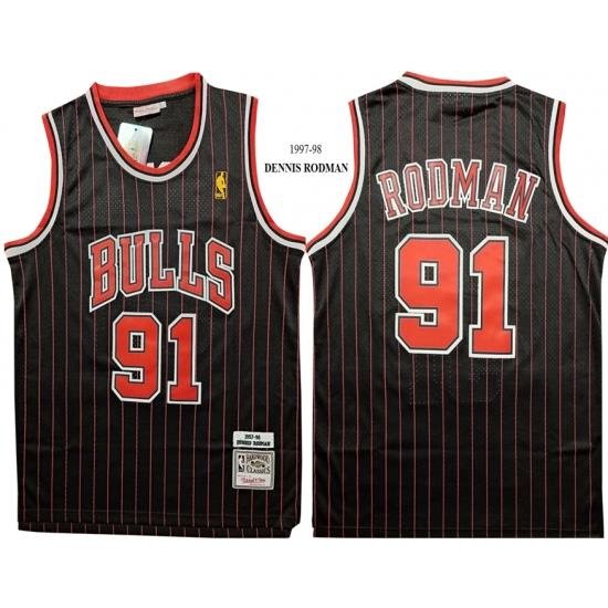 Chicago Bulls 91 Dennis Rodman Black 1997 98 Hardwood Classics Jersey