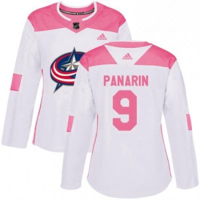 Womens Adidas Columbus Blue Jackets 9 Artemi Panarin Authentic WhitePink Fashion NHL Jersey