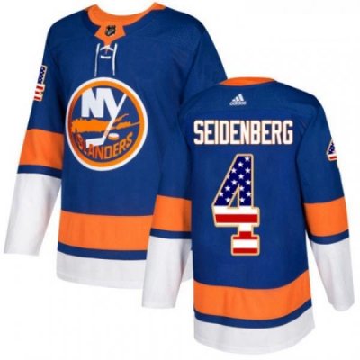 Youth Adidas New York Islanders 4 Dennis Seidenberg Authentic Royal Blue USA Flag Fashion NHL Jersey