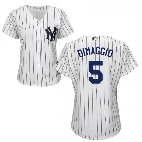 Womens Majestic New York Yankees 5 Joe DiMaggio Replica White Home MLB Jersey