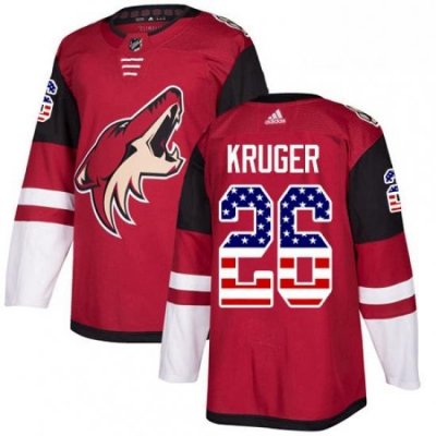 Mens Adidas Arizona Coyotes 26 Marcus Kruger Authentic Red USA Flag Fashion NHL Jersey