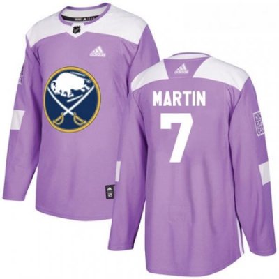 Youth Adidas Buffalo Sabres 7 Rick Martin Authentic Purple Fights Cancer Practice NHL Jersey