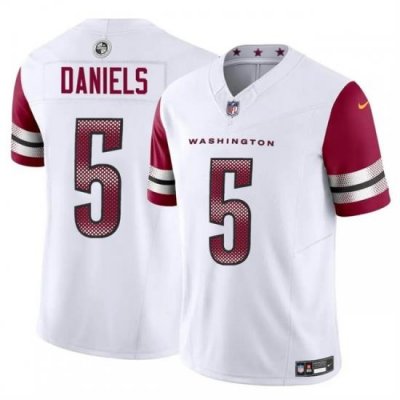 Youth Washington Commanders 5 Jayden Daniels White 2024 Draft F U S E Vapor Limited Stitched Football Jersey