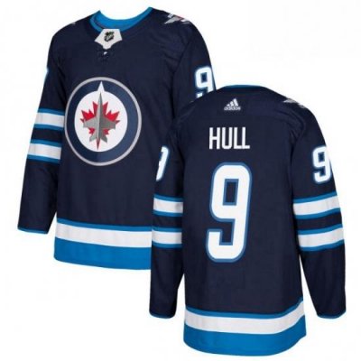 Mens Adidas Winnipeg Jets 9 Bobby Hull Premier Navy Blue Home NHL Jersey