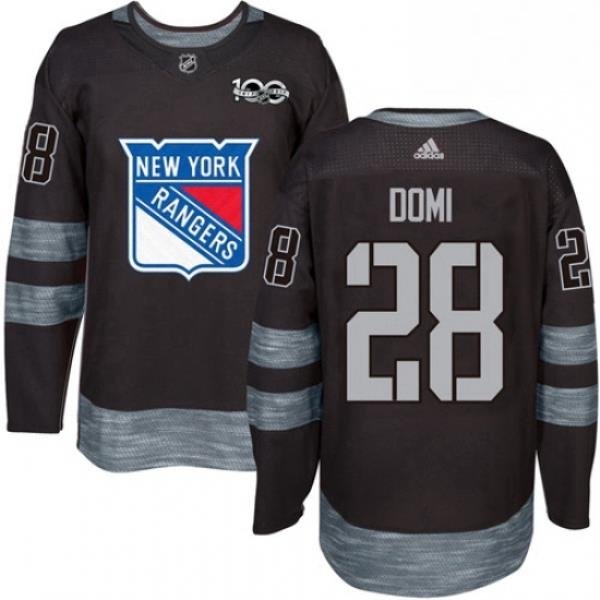 Mens Adidas New York Rangers 28 Tie Domi Premier Black 1917 2017 100th Anniversary NHL Jersey