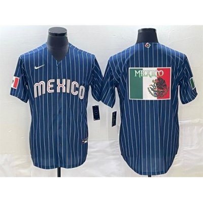 Men Mexico Baseball Navy Team Big Logo World Baseball Classic Stitched Jersey 002