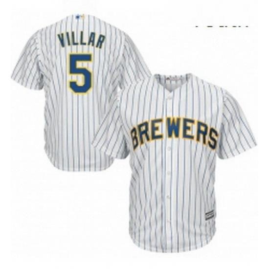 Youth Majestic Milwaukee Brewers 5 Jonathan Villar Replica White Alternate Cool Base MLB Jersey