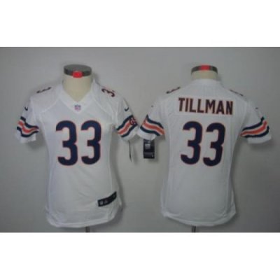 Women Nike Chicago Bears 33# Charles Tillman White Color Women Limited Jerseys