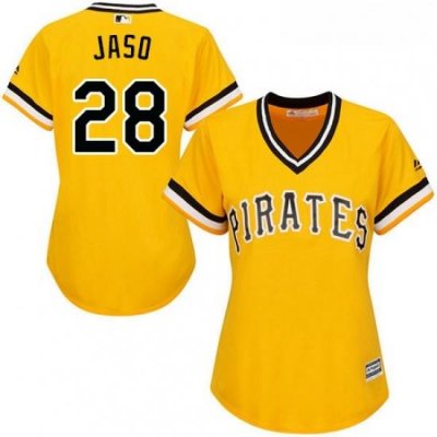 Womens Majestic Pittsburgh Pirates 28 John Jaso Authentic Gold Alternate Cool Base MLB Jersey