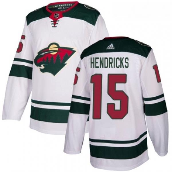 Youth Adidas Minnesota Wild 15 Matt Hendricks Authentic White Away NHL Jersey