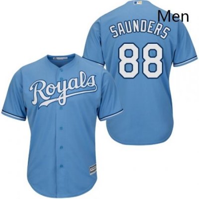 Mens Majestic Kansas City Royals 88 Michael Saunders Replica Light Blue Alternate 1 Cool Base MLB Jersey