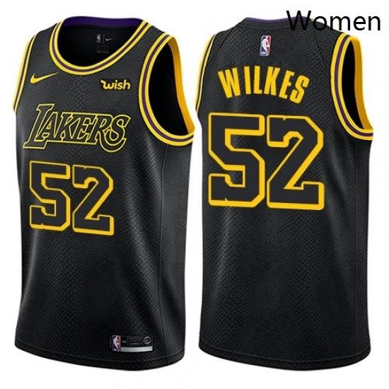 Womens Nike Los Angeles Lakers 52 Jamaal Wilkes Swingman Black NBA Jersey City Edition