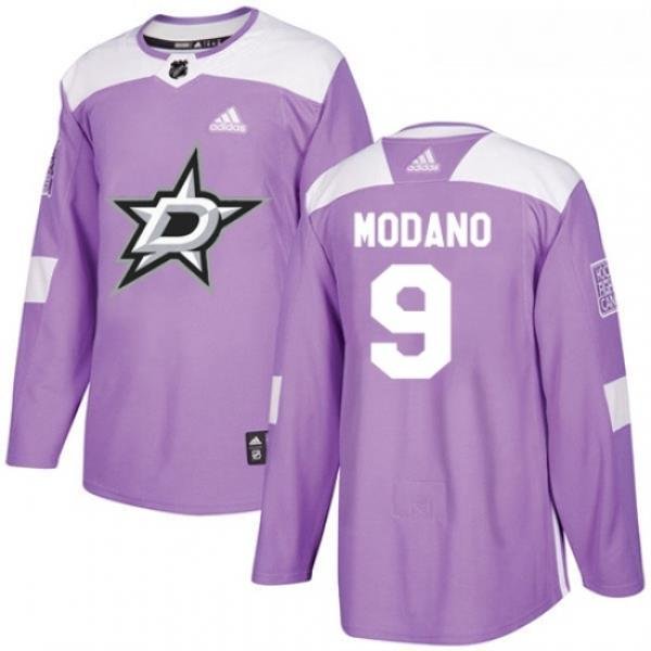 Youth Adidas Dallas Stars 9 Mike Modano Authentic Purple Fights Cancer Practice NHL Jersey