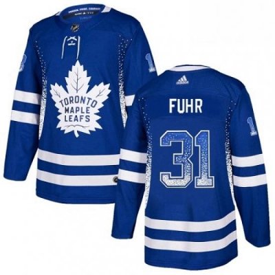 Mens Adidas Toronto Maple Leafs 31 Grant Fuhr Authentic Blue Drift Fashion NHL Jersey