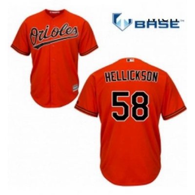 Mens Majestic Baltimore Orioles 58 Jeremy Hellickson Replica Orange Alternate Cool Base MLB Jersey