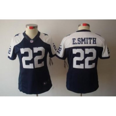 Women Nike Dallas CoWboys 22 E.SMITH Blue[Thanksgiving LIMITED Jersey]