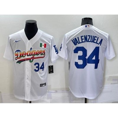 Men Los Angeles Dodgers 34 Toro Valenzuela White Cool Base Stitched Baseball Jerseys