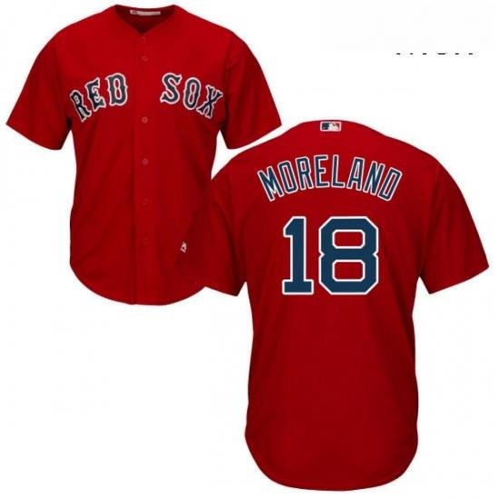 Mens Majestic Boston Red Sox 18 Mitch Moreland Replica Red Alternate Home Cool Base MLB Jersey