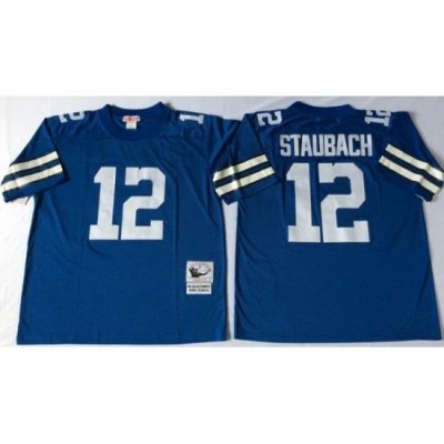 Men Dallas Cowboys 12 Roger Staubach Blue M&N Throwback Jersey