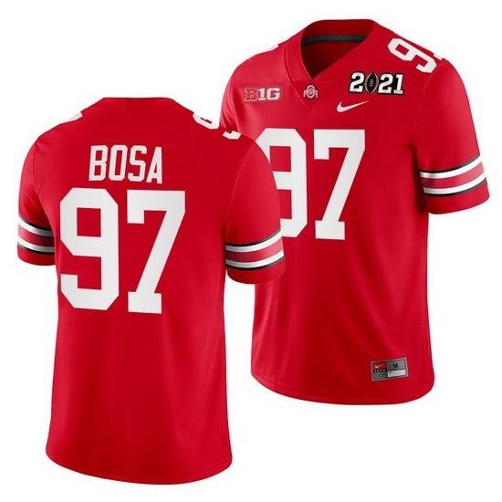 Ohio State Buckeyes Nick Bosa Scarlet 2021 Sugar Bowl Champions College Football Playoff College Football Playoff Jersey