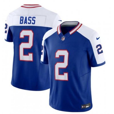 Men Buffalo Bills 2 Tyler Bass Blue White 2023 F U S E  Throwback Vapor Untouchable Limited Stitched Jersey