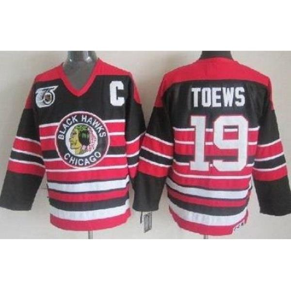 Chicago Blackhawks 19 Jonathan Toews Black 75th Throwback CCM NHL Jerseys