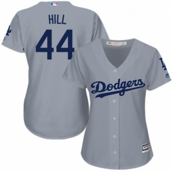 Womens Majestic Los Angeles Dodgers 44 Rich Hill Authentic Grey Road Cool Base MLB Jersey